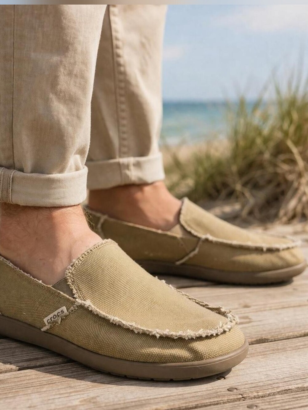 CROCS Kaleb Canvas Frayed Slip-On Loafers